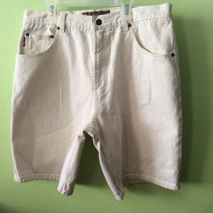 Maneuvers Cream Beige Jeans Mens Cotton Shorts